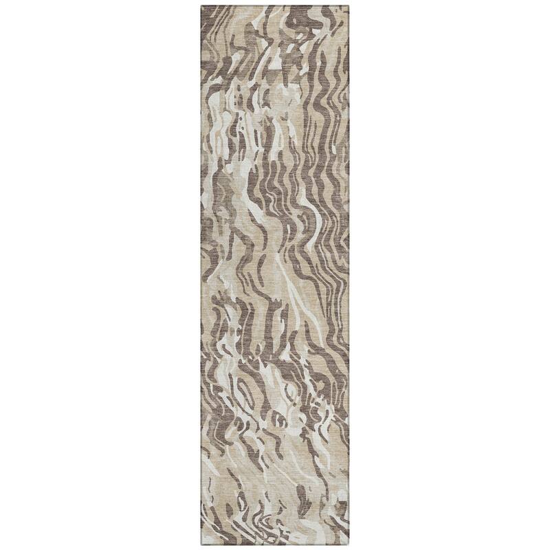 Machine Washable Indoor/ Outdoor Abstract Flow Chantille Rug