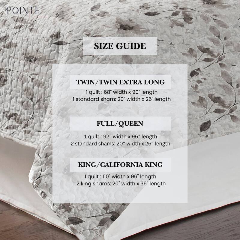 Pointehaven Percale Cotton Oversized Printed Scroll Design Quilt Set
