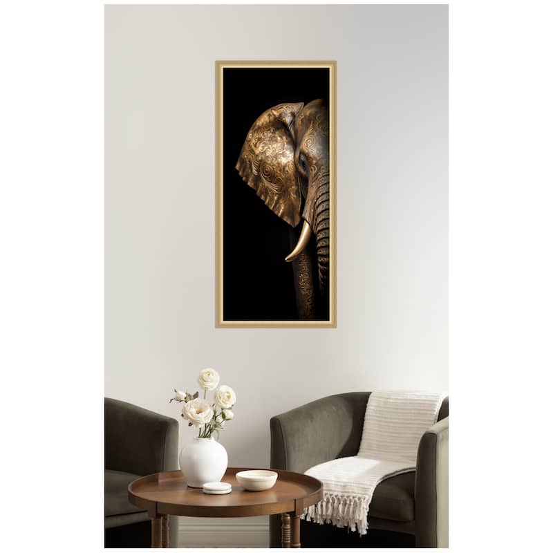 Kate and Laurel Framed Art Midnight Mandala Zen Peaceful Elephant by The Creative Bunch Studio