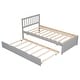 preview thumbnail 7 of 7, Twin Size Platform Bed with Trundle Bed, Wooden Twin Bed Frame with Headboard and Solid Wood Slats Support for Kids,Teen,Adult