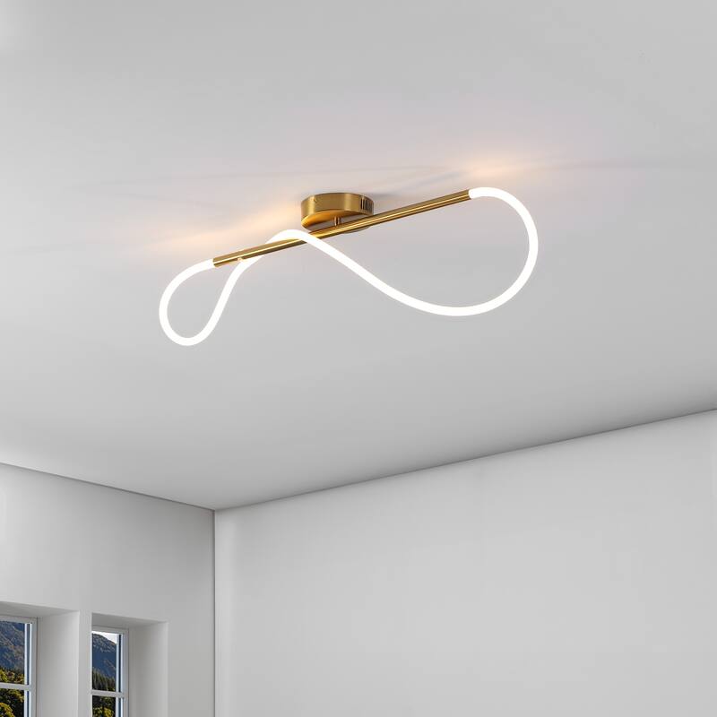 Lisette Contemporary Minimalist 360 Adjustable Silicone Neon Rope Dimmable Linear Integrated LED Flush Mount, by JONATHAN Y