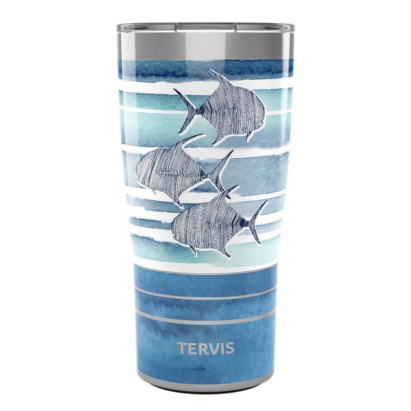 Tervis Traveler Guy Harvey Freeswim Fish Triple Walled Insulated Travel Tumbler, Stainless Steel - 20oz