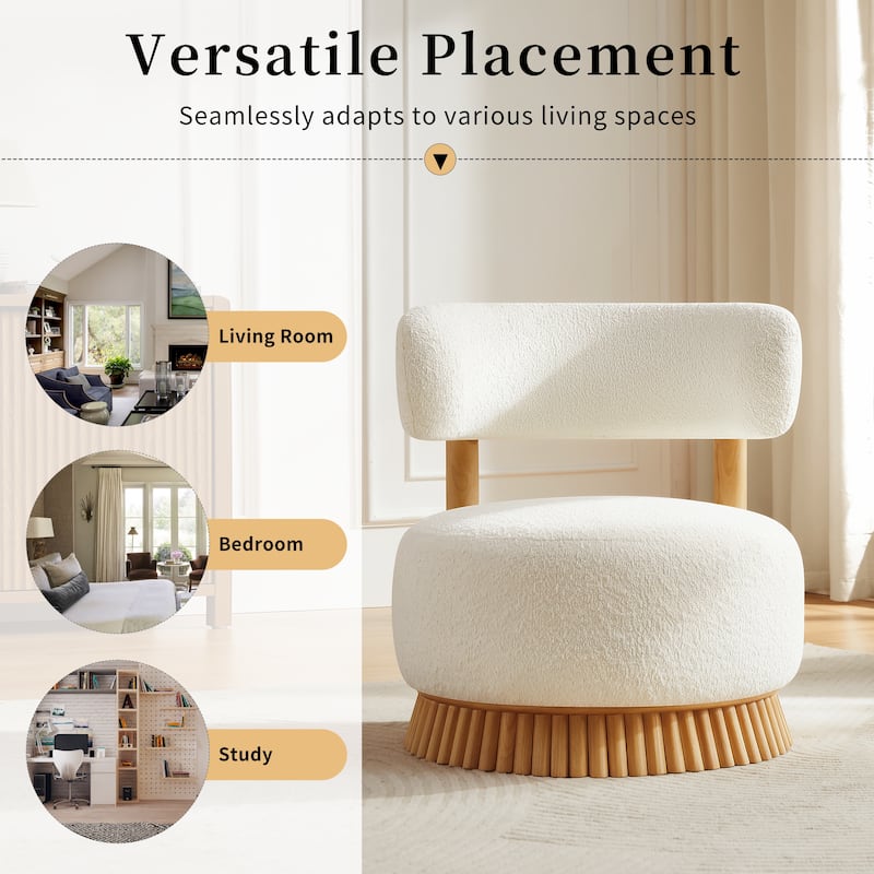 Modern Farmhouse Armless Chair, Wooden Base Featuring Thatched Roof Rod Design, Cozy Upholstered Chair for Living Room