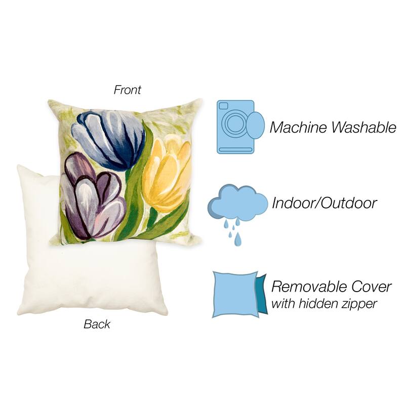 Liora Manne Visions III Tulips Indoor/Outdoor Pillow Cool 12"X20"