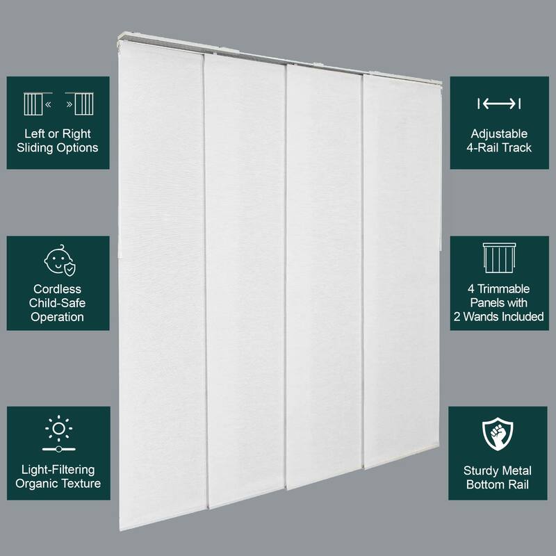 CHICOLOGY Adjustable Sliding Panels, 4-Rail Track, Light Filtering