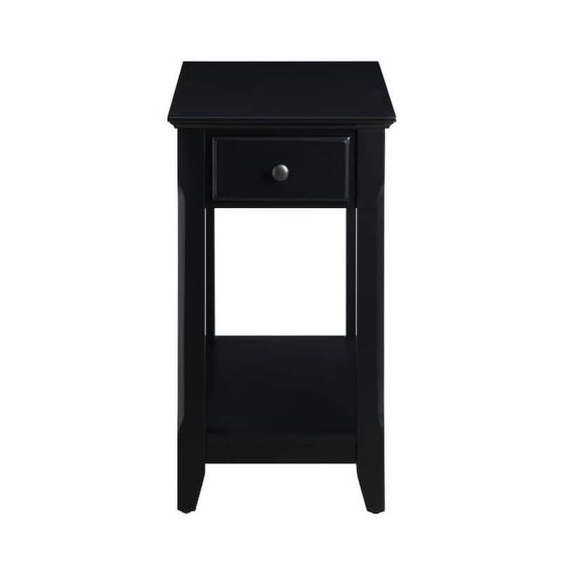 Accent Table with 1 Drawer and Bottom Shelf, Black