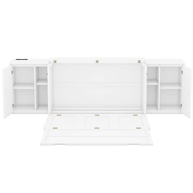 Murphy Bed with Shelves, Cabinets, USB Ports