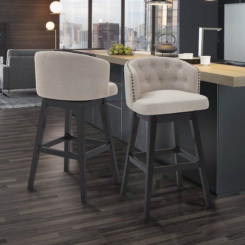 Celine Grey or Tan Upholstered Swivel Bar or Counter Stool On Sale