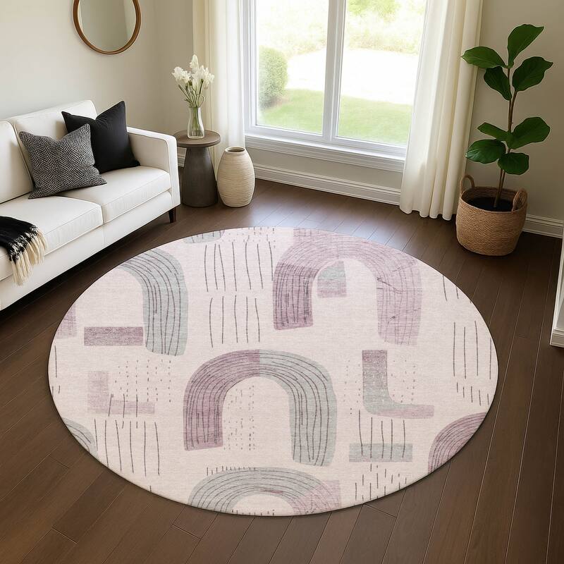 Premium Washable Super Soft Contemporary Mayfield Rug - Pink - 8' x 8'