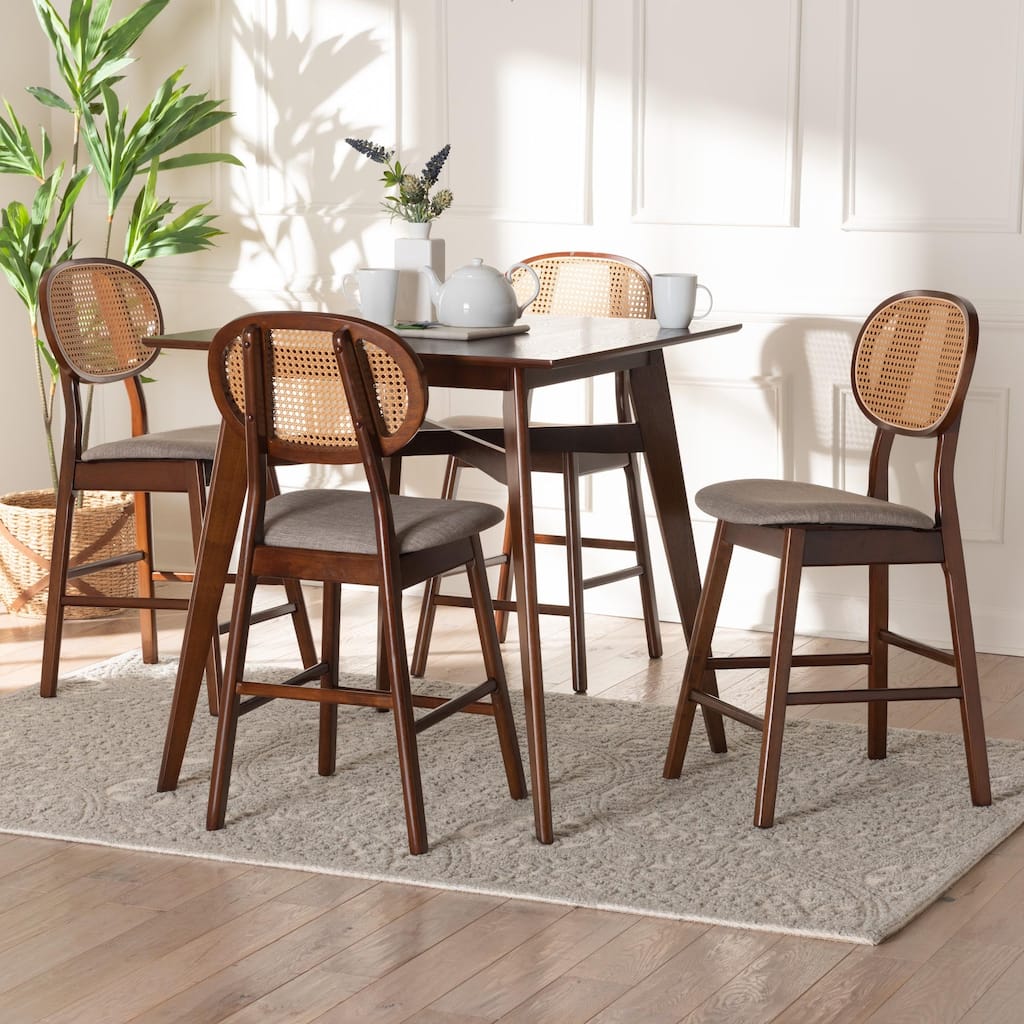 Darrion Mid-Century Modern Fabric and Wood 5-Piece Pub Set