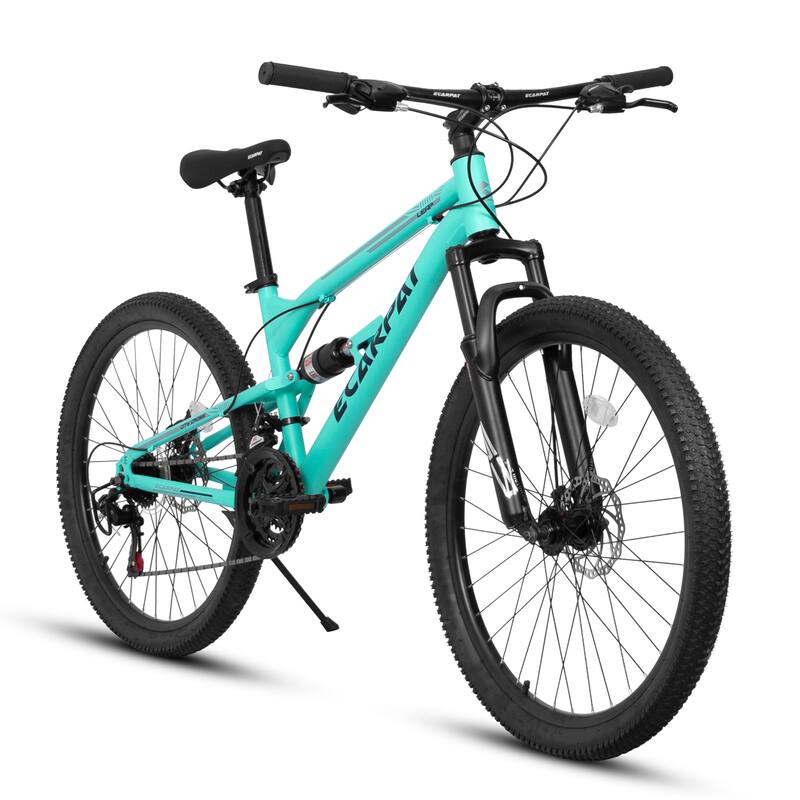 26 Inch Mountain Bike with 21 Speed Drivetrain, Dual Disc Brakes, Shock Absorbing Fork, for Trail, Urban Riding