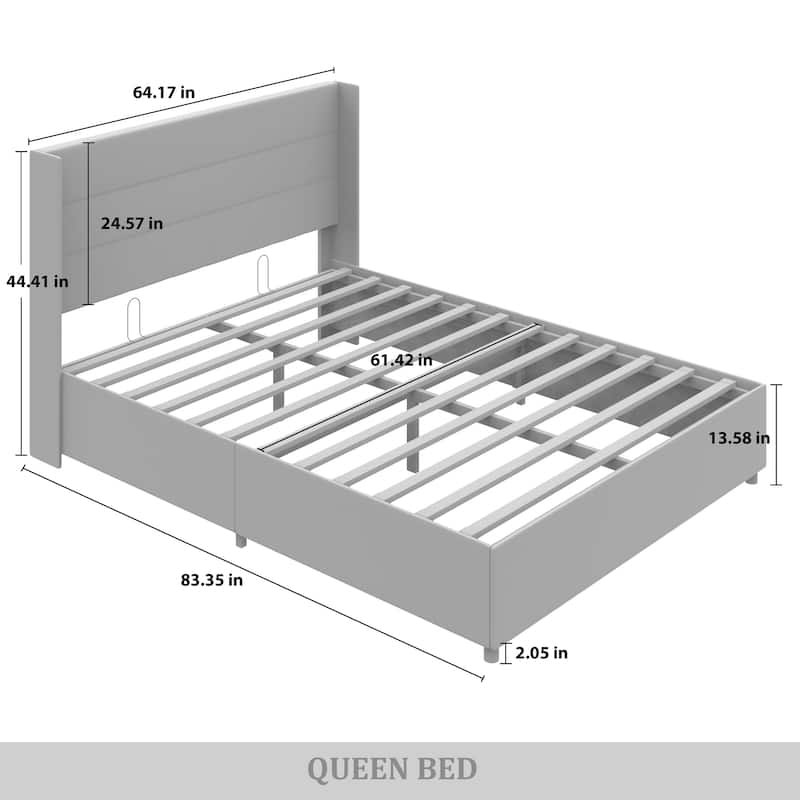 CraftPorch Modern Wingback Platform Lift Up Storage Bed