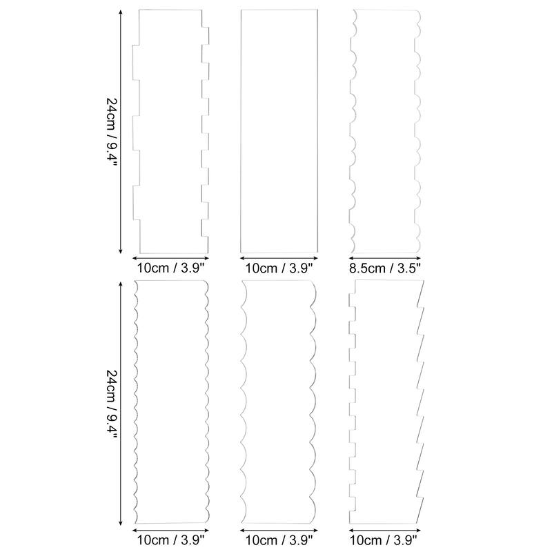 6 Pcs Clear Acrylic Cake Scraper Smoother Tool Set for Cake Decoration