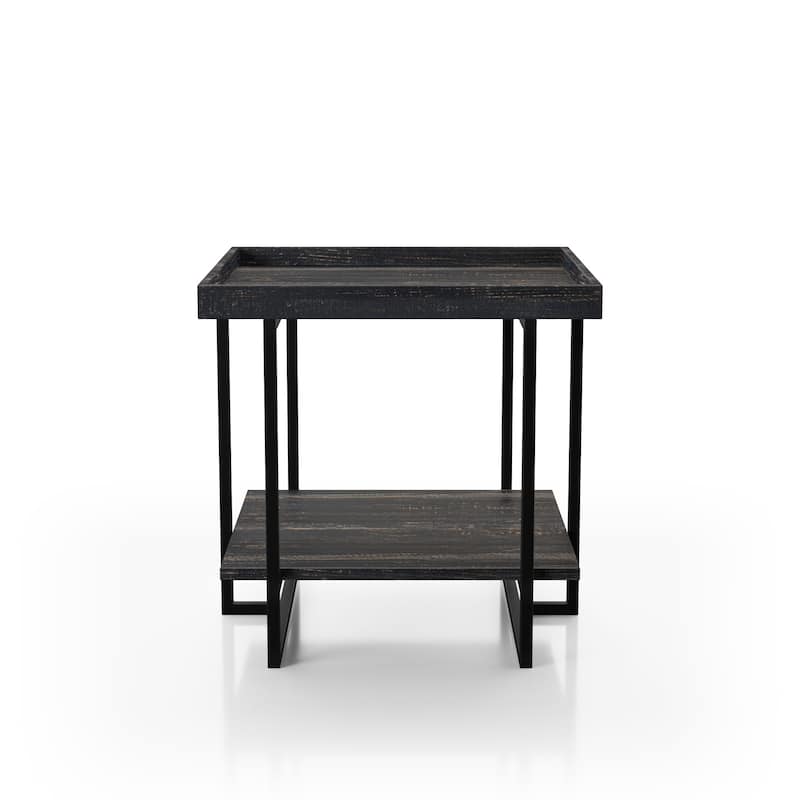 Alivia Rustic Black 24-inch Steel 1-Shelf Side Table by Furniture of America