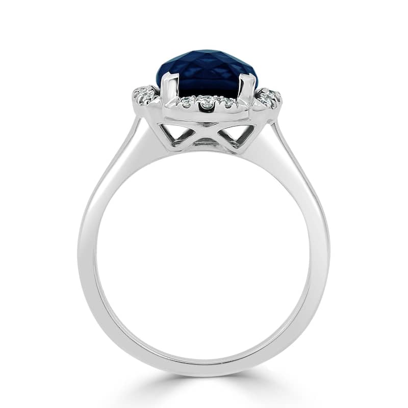 Auriya 4ct Cushion-cut London Blue Topaz Halo Diamond Engagement Ring 1/8ctw 14k Gold