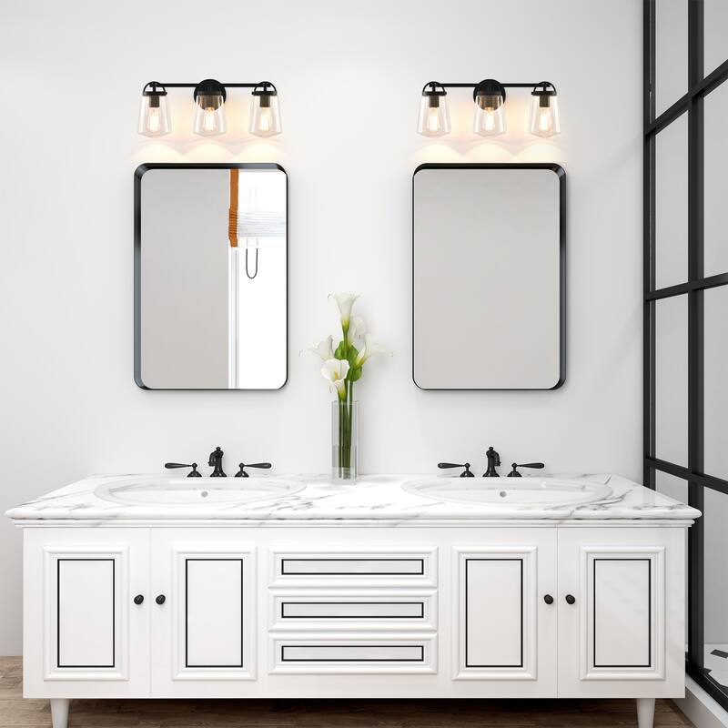 22" Modern 3-Light Glass Bathroom Vanity Light Wall Sconce