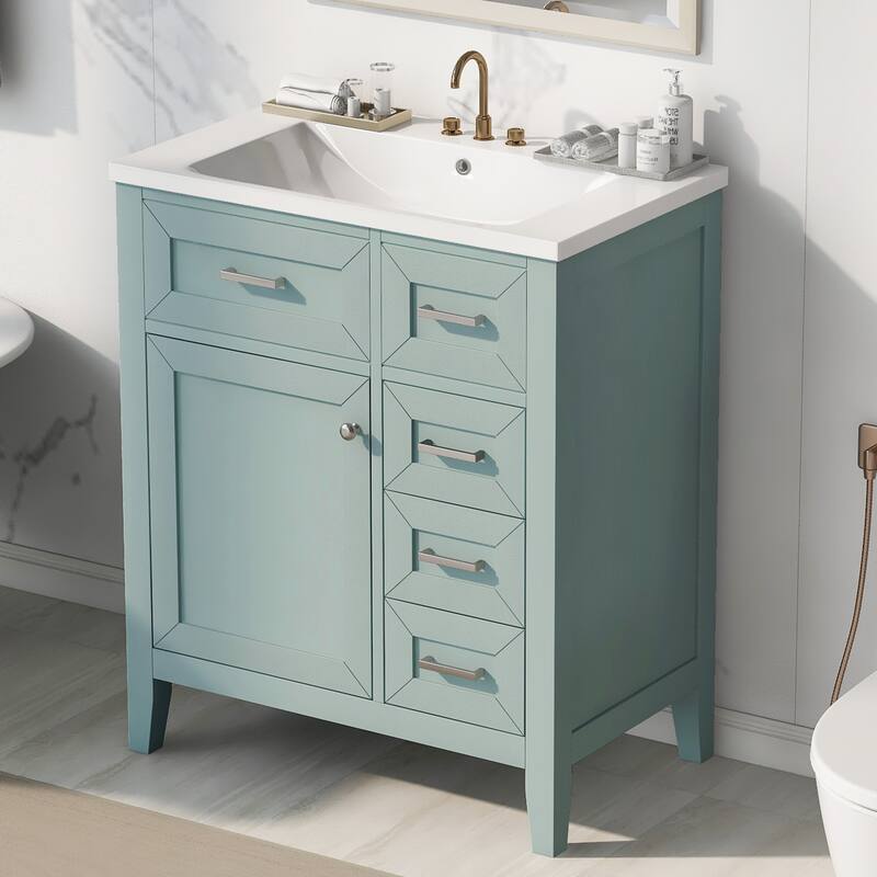 GDFStudio - Eleanor Refined Modern Bathroom Vanity for Everyday Living - 30" - Green