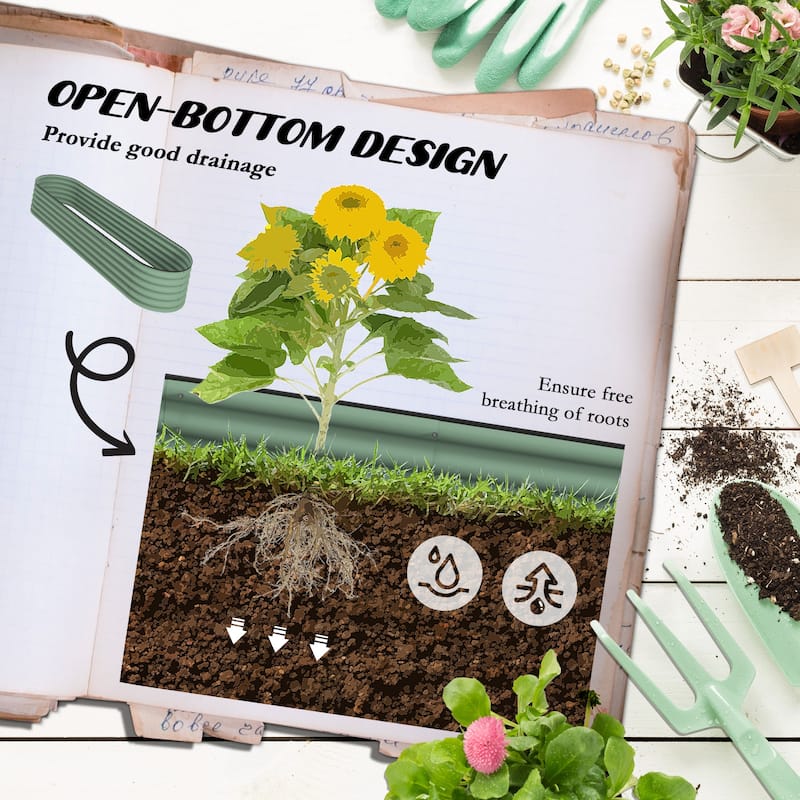 Outsunny 7.9' x 2' x 1.4' Galvanized Raised Garden Bed Kit, Outdoor Metal Elevated Planter Box