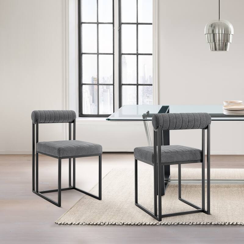 Anastasia Modern Upholstered Metal Dining Chairs - Set of 2 - Anchor Gray