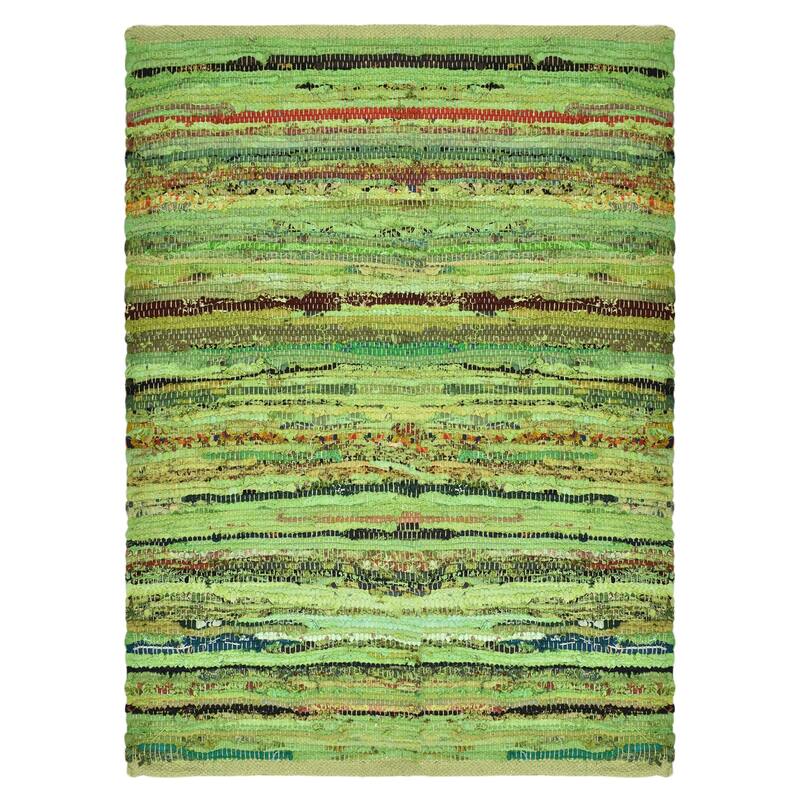 Fabstyles Premium Cotton Handmade Area Rag Rug Living Room, Hallway - Green - 48x72