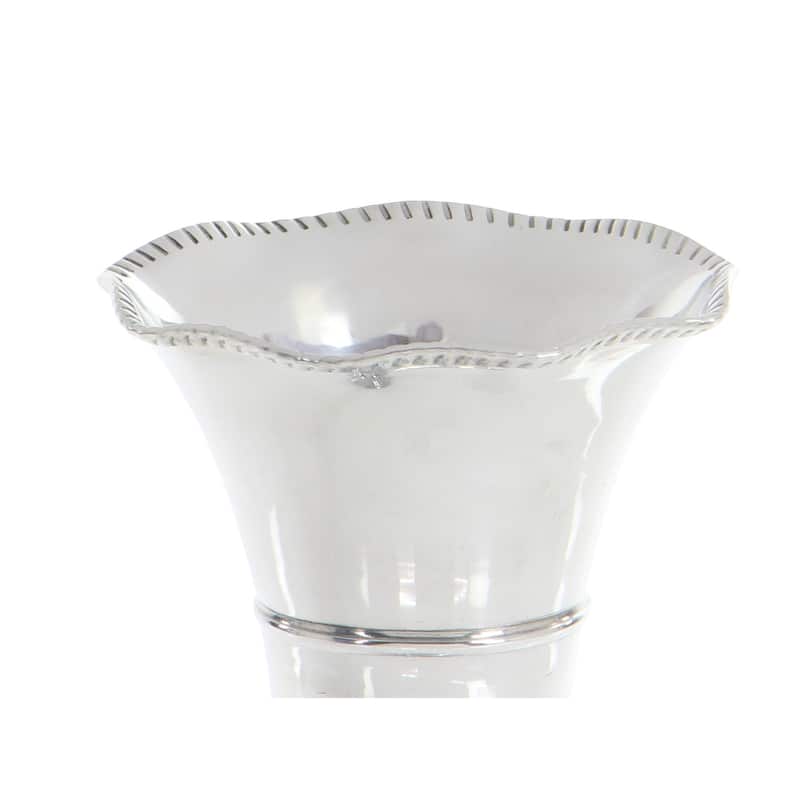 Silver Aluminum Metal Flute Shaped Decorative Vase