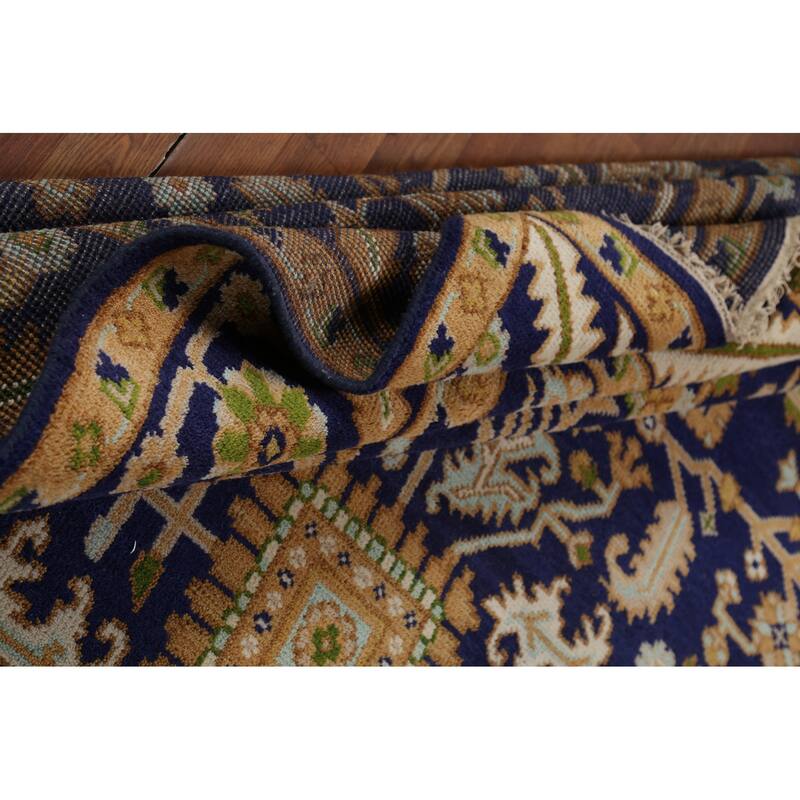 All-Over Blue Oushak Oriental Area Rug Handmade Wool Carpet - 7'11"x 9'9"