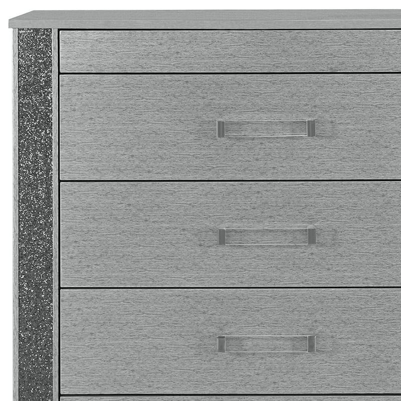 HomeRoots 36" Silver Wood Five Drawer Dresser
