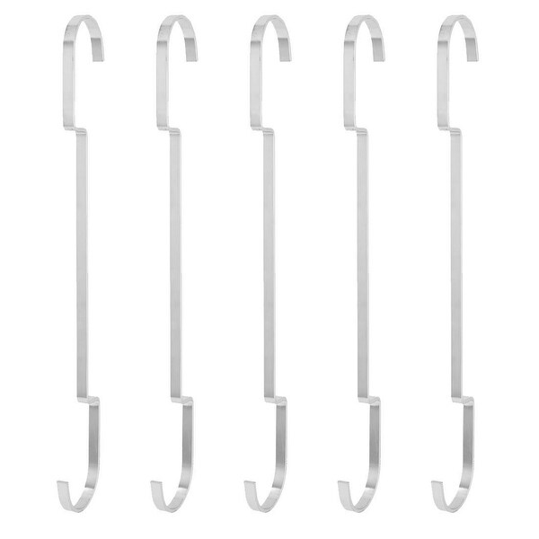 Apartment Metal Clothes Coat Towel Bag Hat Holder Hanging Hanger Hook Silver Tone 5pcs