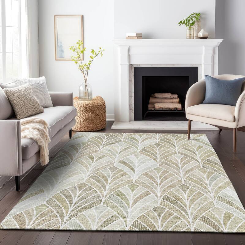 Machine Washable Indoor/ Outdoor Chantille Modern Mosaic Rug