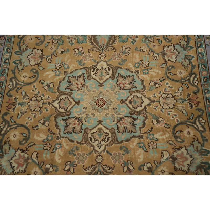 Hand Knotted Oriental 100% Wool Carpet Traditional Floral Brown Tabriz Area Rug - 5' 8'' X 4' 3''