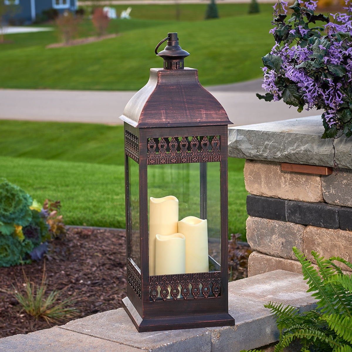 San Nicola Triple LED Candle Lantern- Bronze - On Sale - Bed Bath