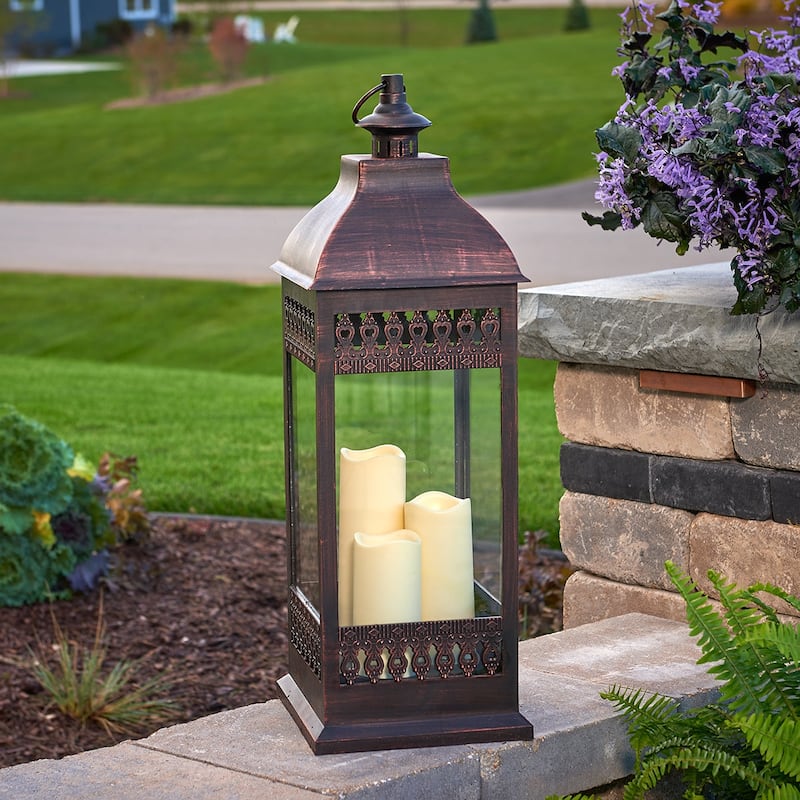 San Nicola Triple LED Candle Lantern- Bronze