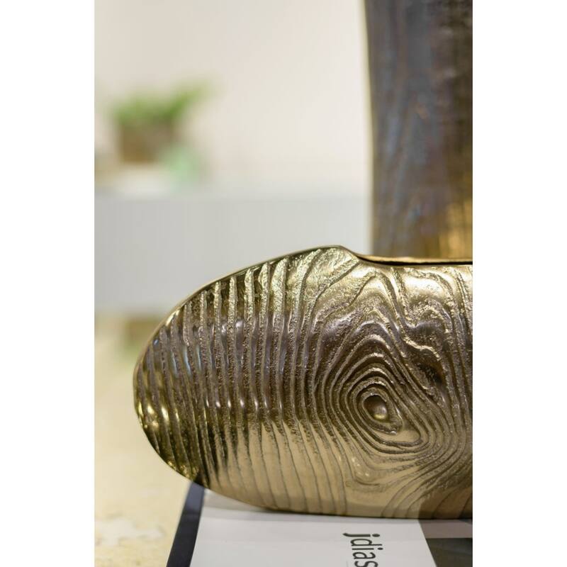 Small Timber Disc Aluminum Vase - 16" - Gold