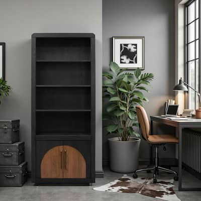 Bridgevine Home 78 inch High Bookcase Pier, No Assembly Required, Two-Tone Finish
