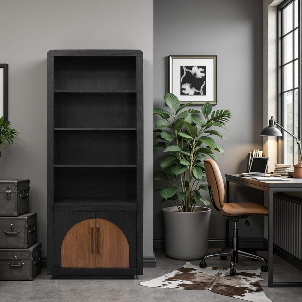 Bridgevine Home 78 inch High Bookcase Pier, No Assembly Required, Two-Tone Finish