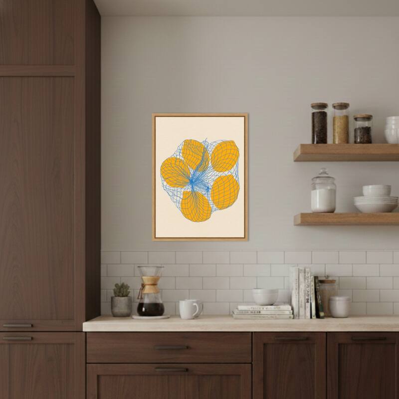 Five Lemons In a Net Bag by Rosi Feist Framed Canvas Wall Art Print