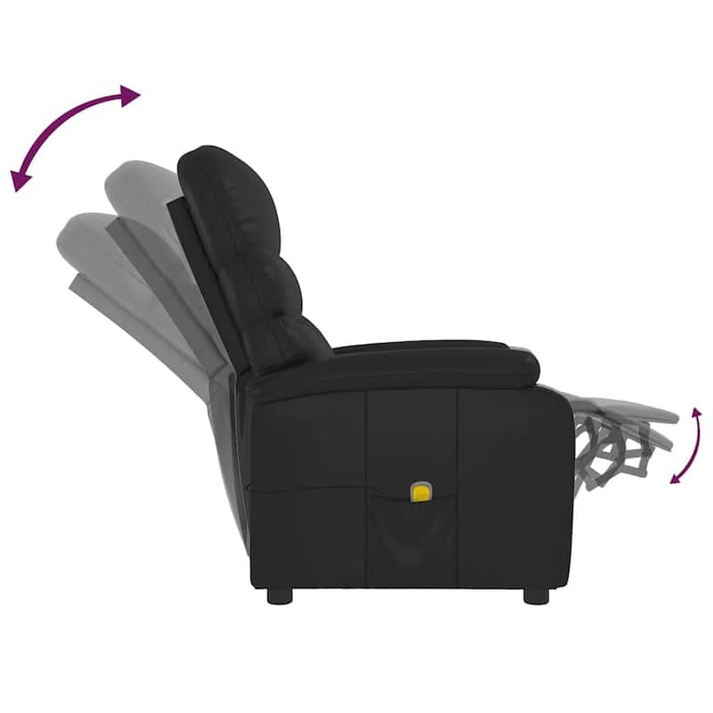 vidaXL Massage Recliner Black Faux Leather
