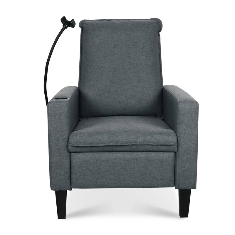 Polyester Recliner Chair with Phone Holder and Cup Holder, 3-Position Recline, 220lb Capacity