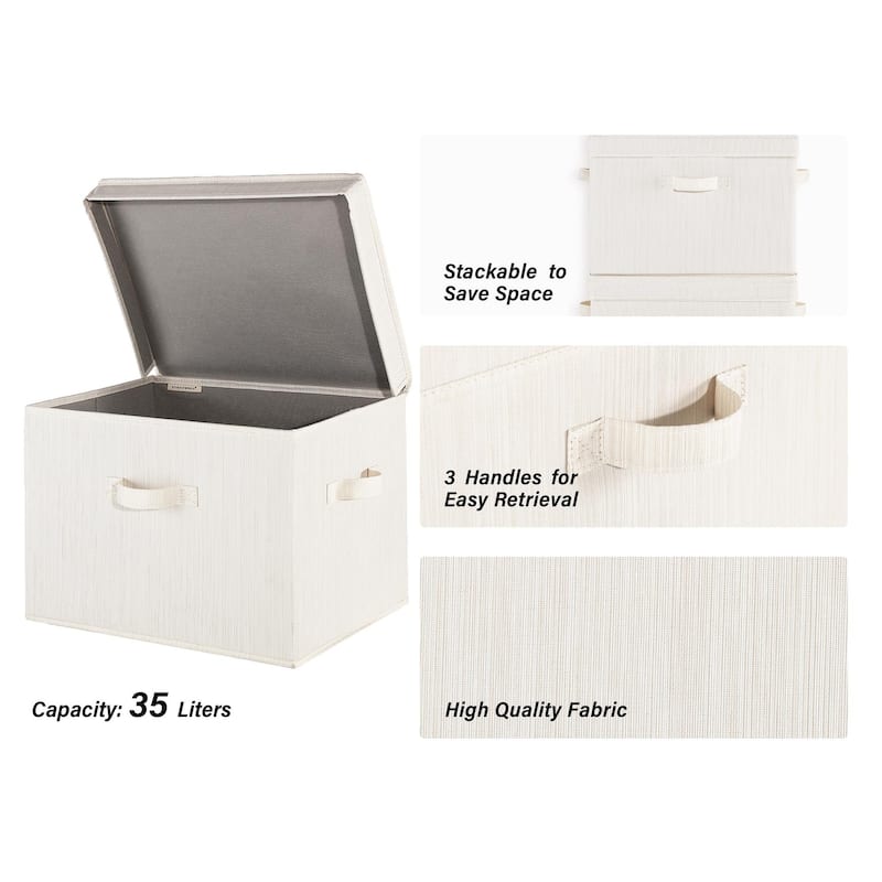 2-Pack Closet Storage Bin with Lid and Handle, Large Fabric Storage Box for Clothes, Towels, Toys, Shoes