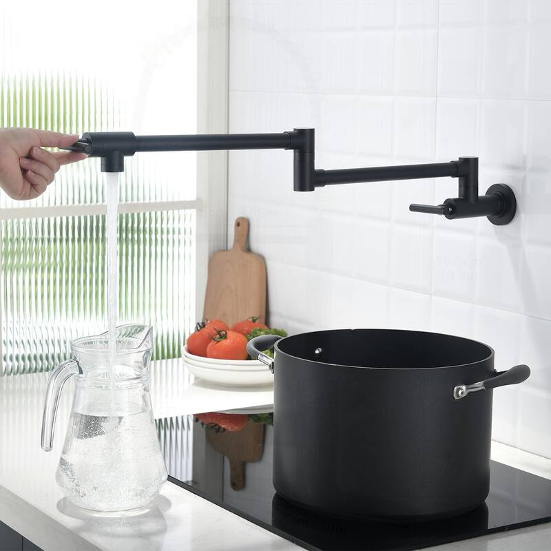 Wall Mount Commercial Pot Filler Faucet - Black