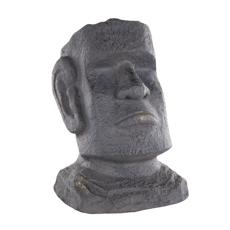 Magnesium Oxide People Distressed Textured Easter Island Head Indoor Outdoor Planter - Black - Roche River Decor
