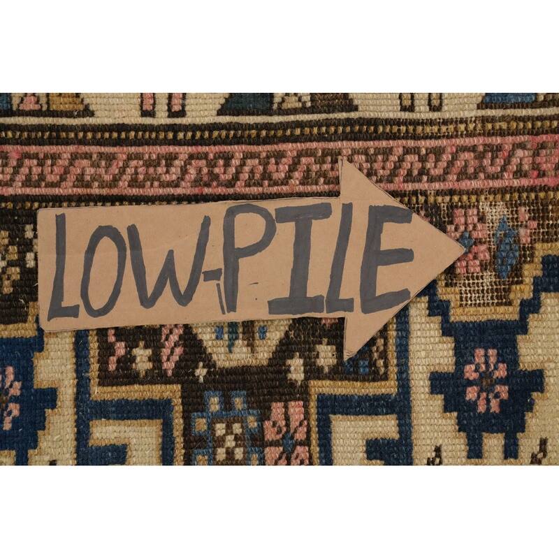 Hand Knotted Oriental 100% Wool Carpet Traditional Geometric Beige & Ivories Kazak Area Rug - 3' 9'' X 3' 0''