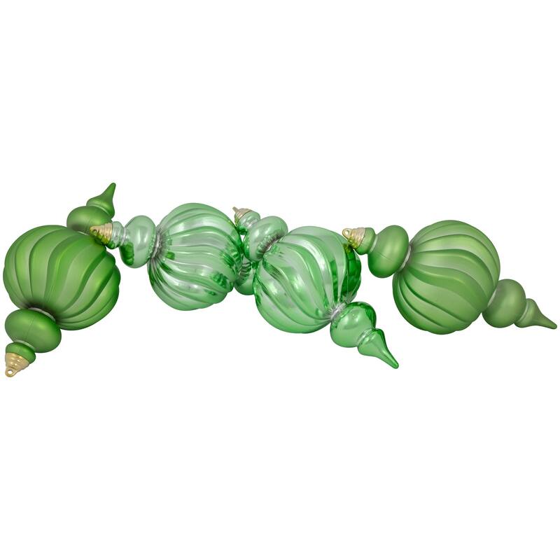 Commercial Size Shatterproof 2-Finish Finial Christmas Ornaments - Green -10" - 4ct