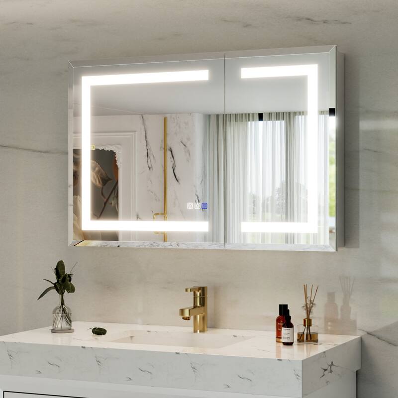 30-48'' W x 24'' H Surface or Recessed LED Bathroom Medicine Cabinet With Mirror,Defog & Quiet Hinges