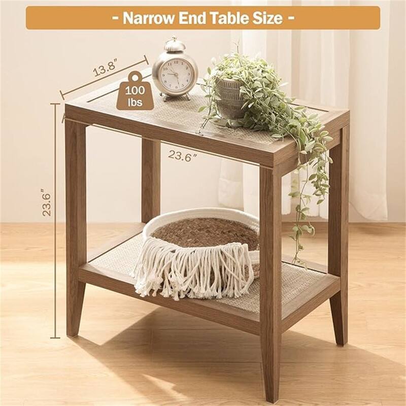 Rattan Nightstand Bedside Table