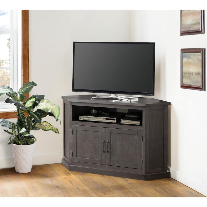 The Gray Barn Danebury Rustic 50-inch Solid Wood Corner TV Stand - Grey