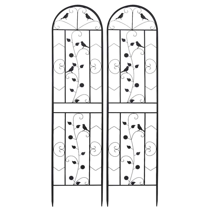 2 Pack Tall Garden Trellis Decorative Outdoor Black Metal Panel Fence for Patio Yard Décor