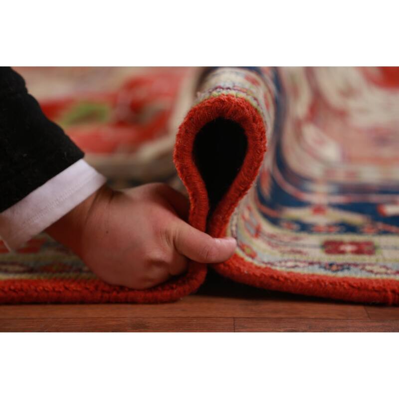 Orange Medallion Heriz Serapi Large Rug Hand-Knotted Wool Carpet - 11'8" x 15'3"