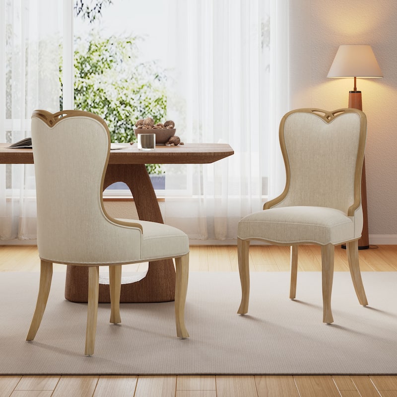 Christopher Knight Home - Evadne Rubberwood Wing Back Upholstered Dining Chair Set