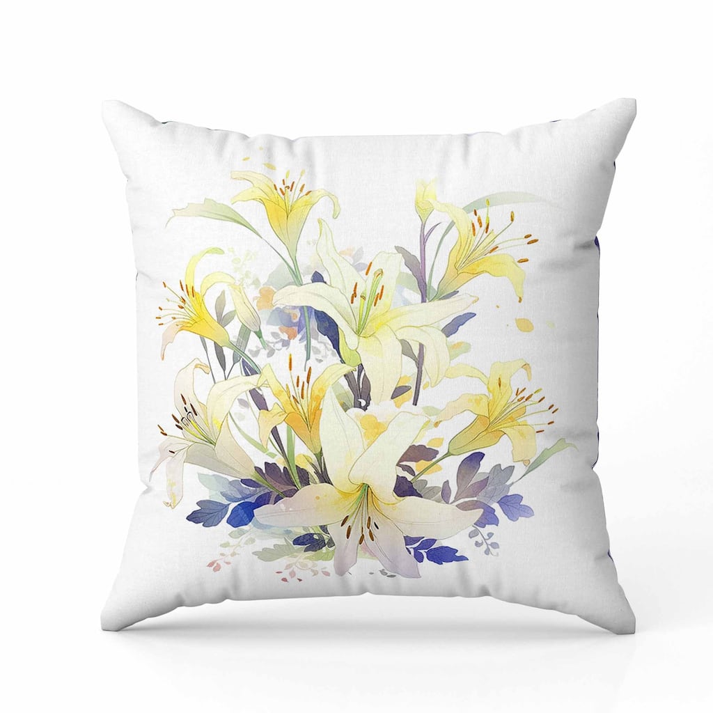 Lily Mist Serenity Indoor/Outdoor Reversible Throw Pillow Yellow and Green